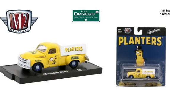 Yellow Vintage Planters Peanut Delivery Truck Model with Packaging from M2 Machines Auto