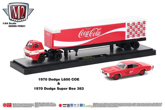 Coca-Cola themed M2 Machines Auto Hauler with Dodge L600 COE and Dodge Super Bee 383