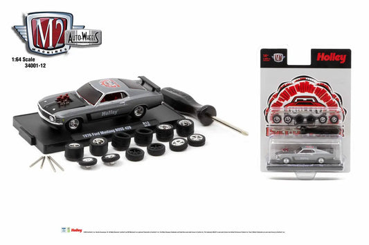 Black M2 Machines Auto-Wheels 1970 Ford Mustang Boss 429 model kit with packaging