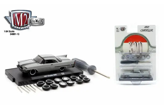 Gray 1957 Chrysler 300C die-cast model with interchangeable wheels from M2 Machines Auto-Wheels Release 13