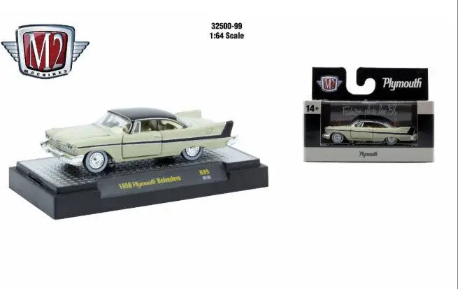 Diecast 1958 Plymouth Belvedere car from M2 Machines AutoThentics Rel 98 series