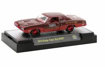 Die-cast model of a 1970 Dodge Super Bee HEMI in metallic brown, Release A25 edition