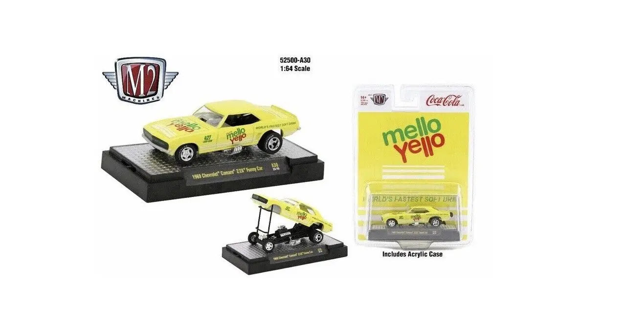 Yellow Muscle Car Model of 1969 Chevrolet Camaro Z/28 from M2 Machines Release A30