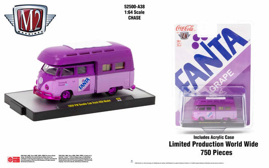 Purple Volkswagen double cab truck with Fanta branding from M2 Machines Coca-Cola release