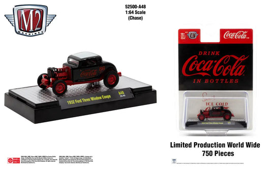 Red and black Ford Three Window Coupe die-cast model car with Coca-Cola branding CHASE