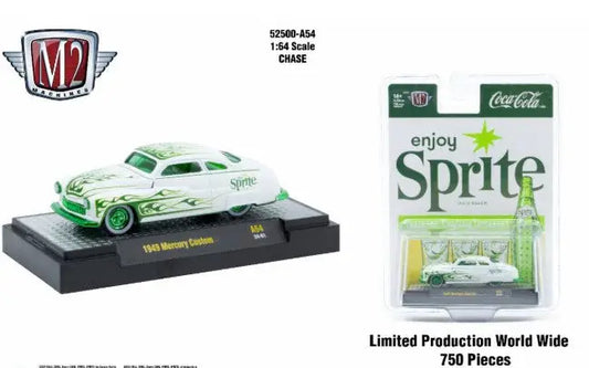 White 1949 Mercury Custom Chase die-cast model with green flames, part of Release A54