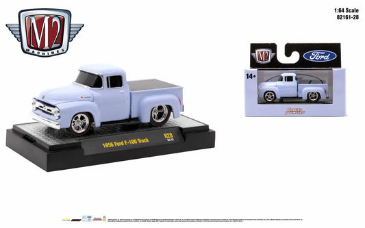 Light blue 1956 Ford F-100 truck from M2 Machines Ground Pounder with chrome wheels
