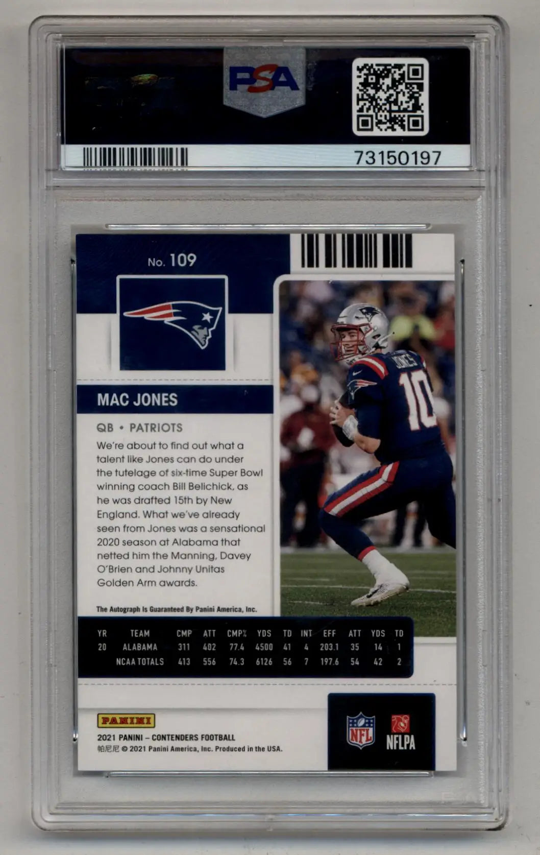 Mac Jones 2021 Contenders Championship Auto 30/49 PSA 9 Mint - Singles