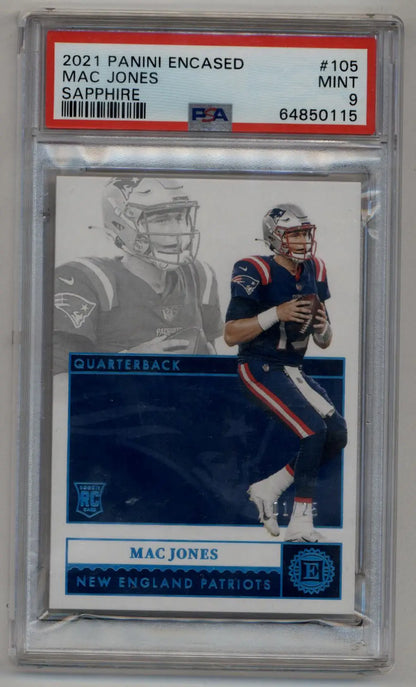Mac Jones 2021 Encased Sapphire 01/25 PSA 9 Mint - Singles
