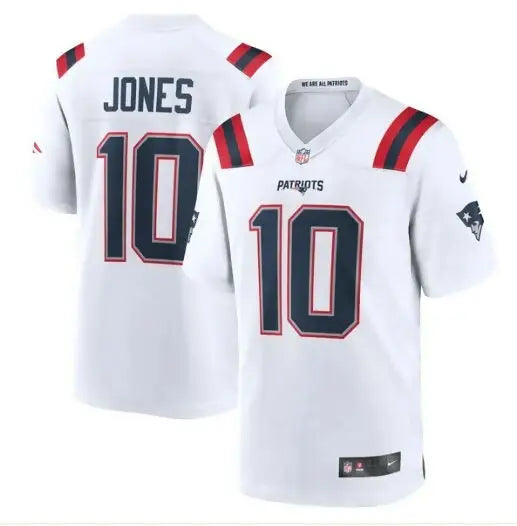 White Mac Jones New England Patriots Nike Team Game Jersey with JONES and number 10