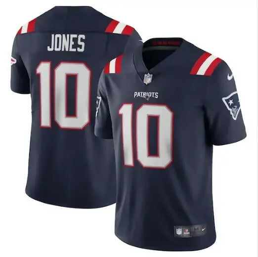 Mac Jones New England Patriots Nike Vapor Limited Jersey Navy featuring #10 NFL jersey