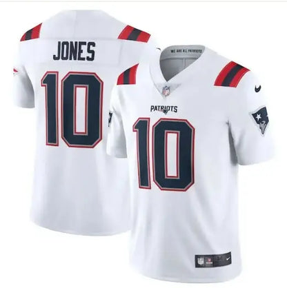 White Mac Jones New England Patriots Nike Vapor Limited jersey with number 10