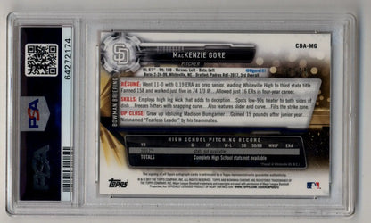 MacKenzie Gore 2017 Bowman Chrome Draft Picks Orange Refractor Auto 06/25 PSA 9 Mint - Singles