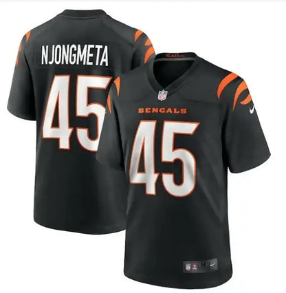 Black Cincinnati Bengals Nike Game Jersey with orange and white accents, NJONGMETA 45