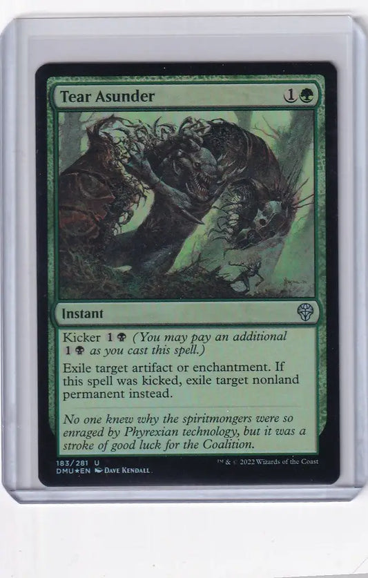 Magic Dominaria United Tear Asunder card featuring a powerful green spell foil