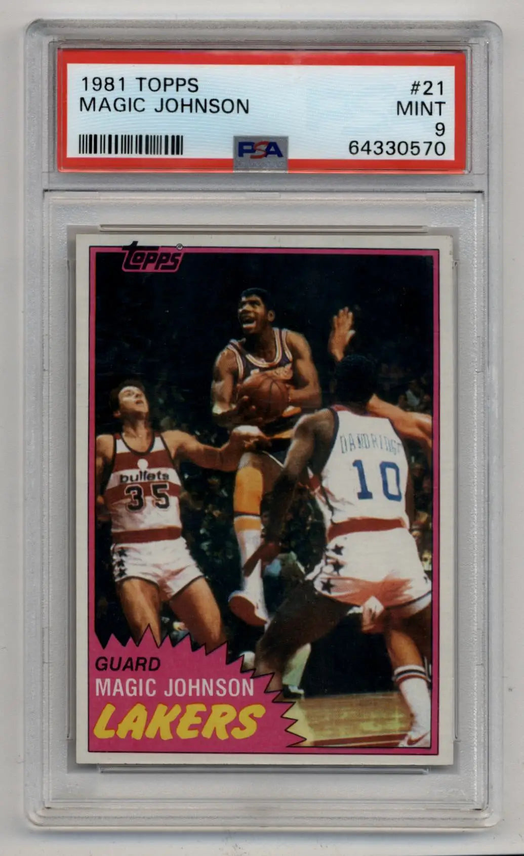 Magic Johnson 1981 Topps basketball card graded PSA 9 Mint displayed in product Magic Johnson 1981-82 #21