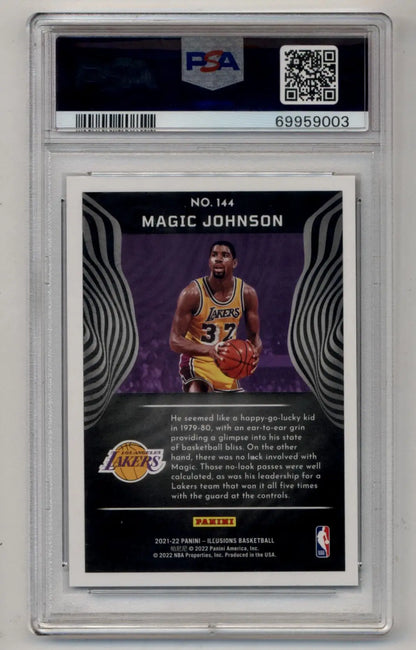 Graded Magic Johnson basketball trading card from Illusions Trophy Collection Green