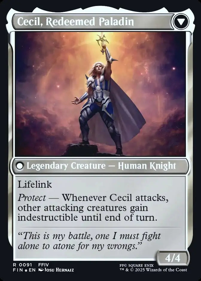 White Magic The Gathering card featuring male human Knight sword from Final Fantasy promos