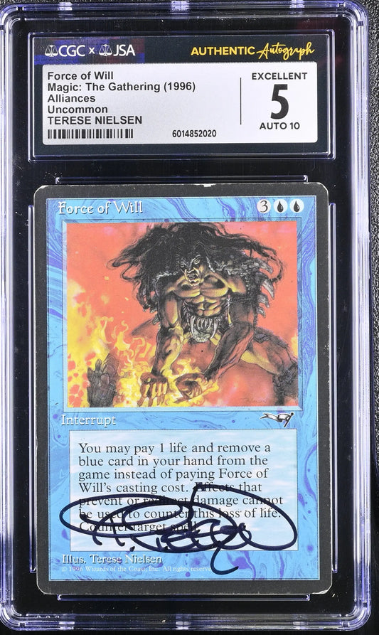 Graded and authenticated signed Magic MTG Force of Will Alliances CGC with Terese Nielsen autograph