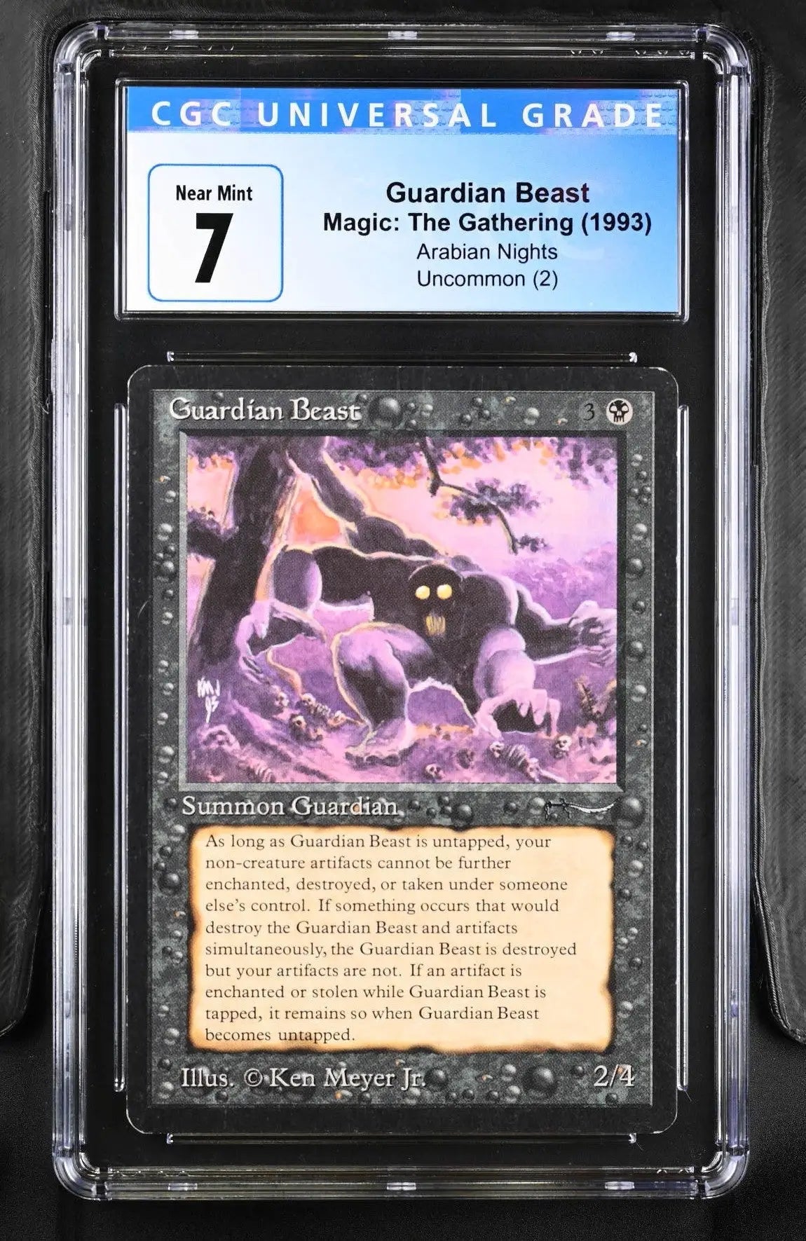 Graded Magic MTG Guardian Beast Arabian Nights card in CGC 7 NM slab