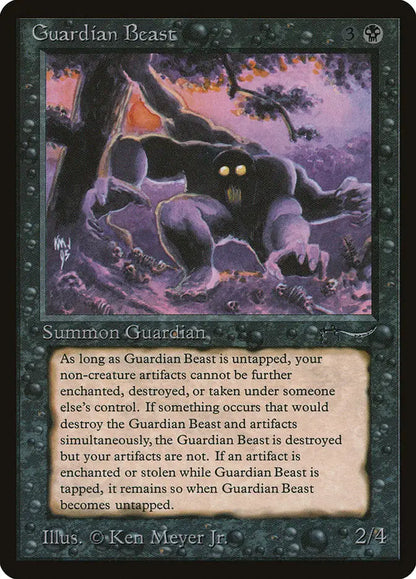 Magic MTG Arabian Nights Guardian Beast card featuring a shadowy guardian beast illustration