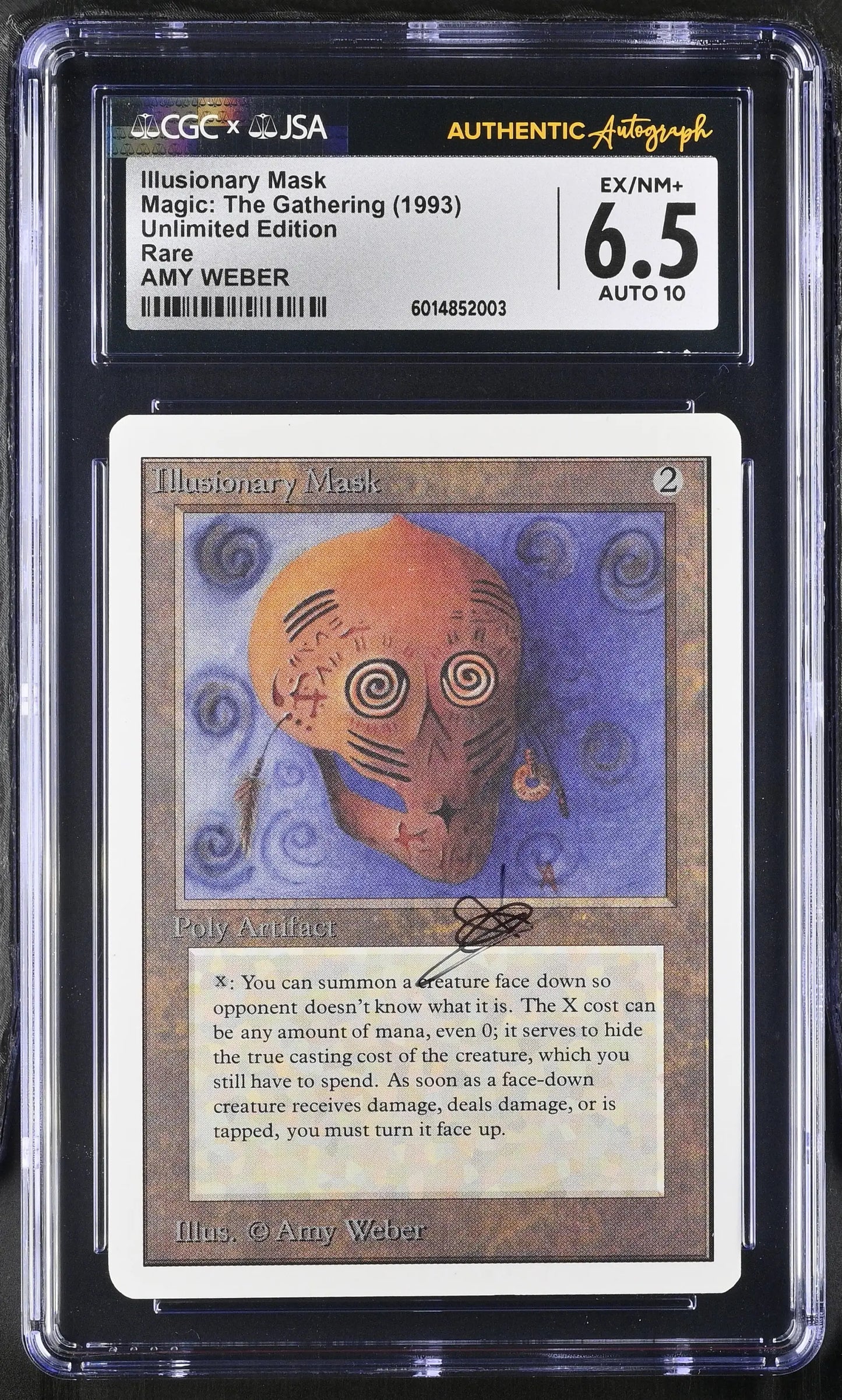 Graded MTG Illusionary Mask Unlimited Edition card autographed by Amy Weber CGC 6.5