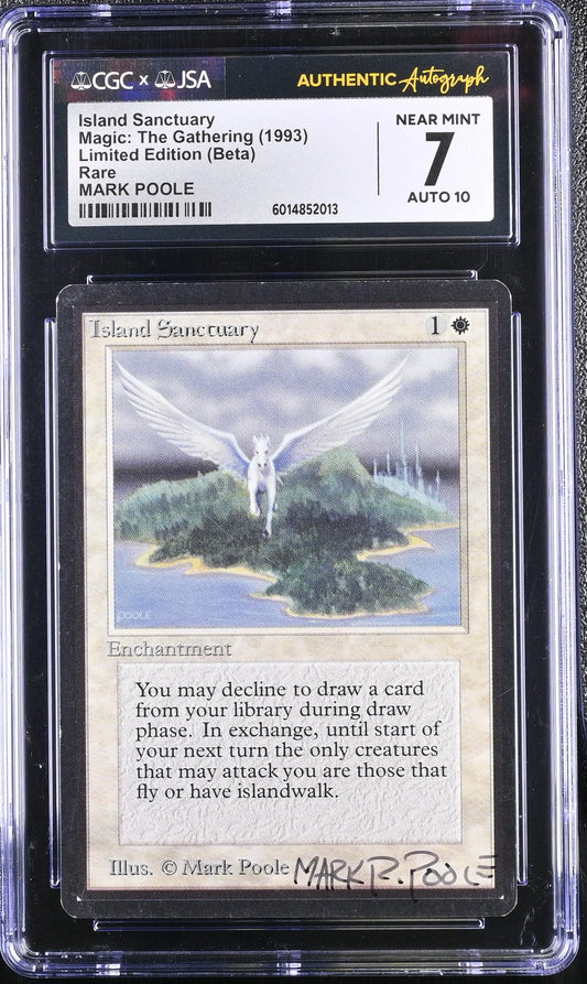 Magic MTG Island Sanctuary [Beta Edition] CGC 7 NM JSA Mark Poole Autograph - MTG Single