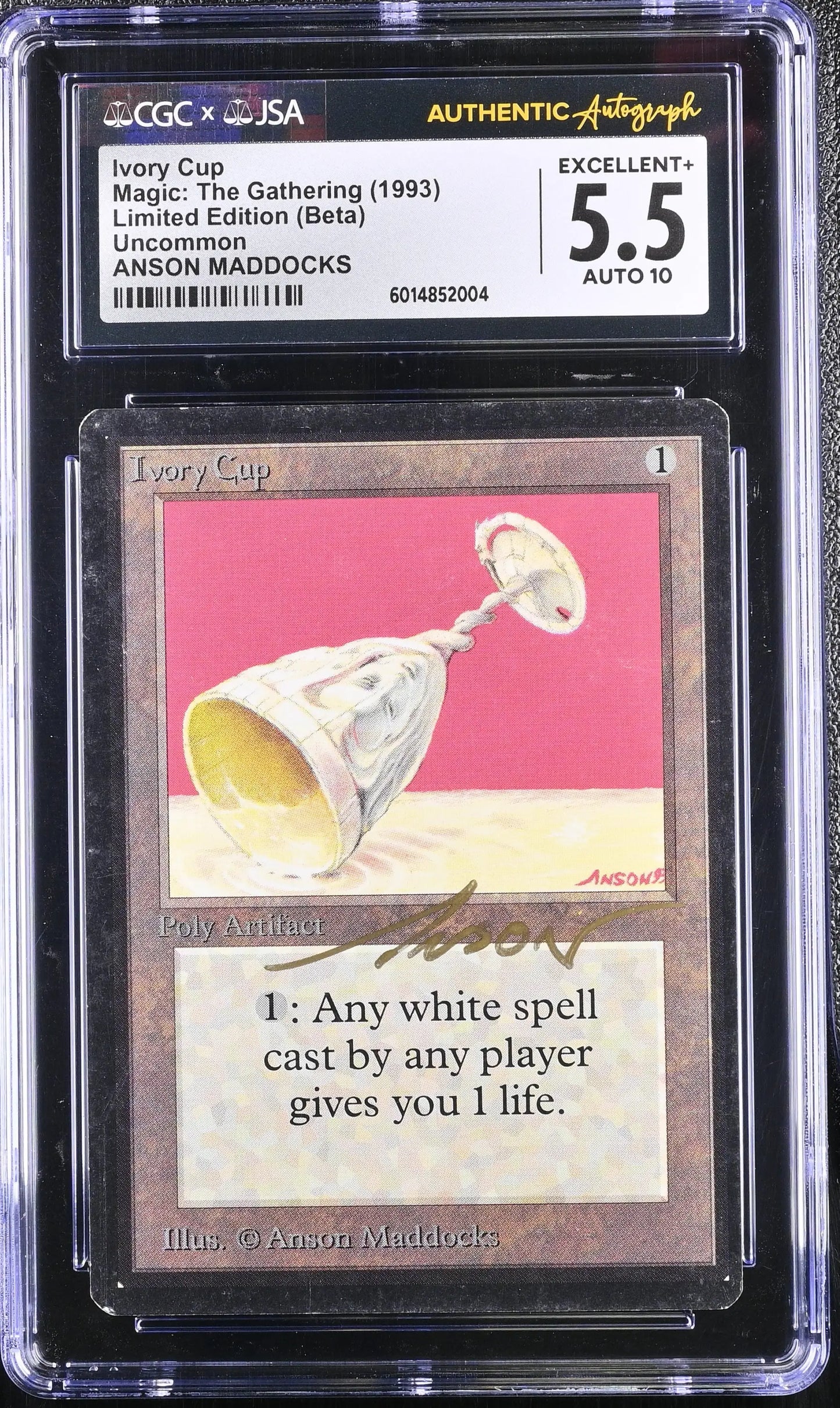 Graded Magic MTG Ivory Cup Beta Edition card with Anson Maddocks autograph