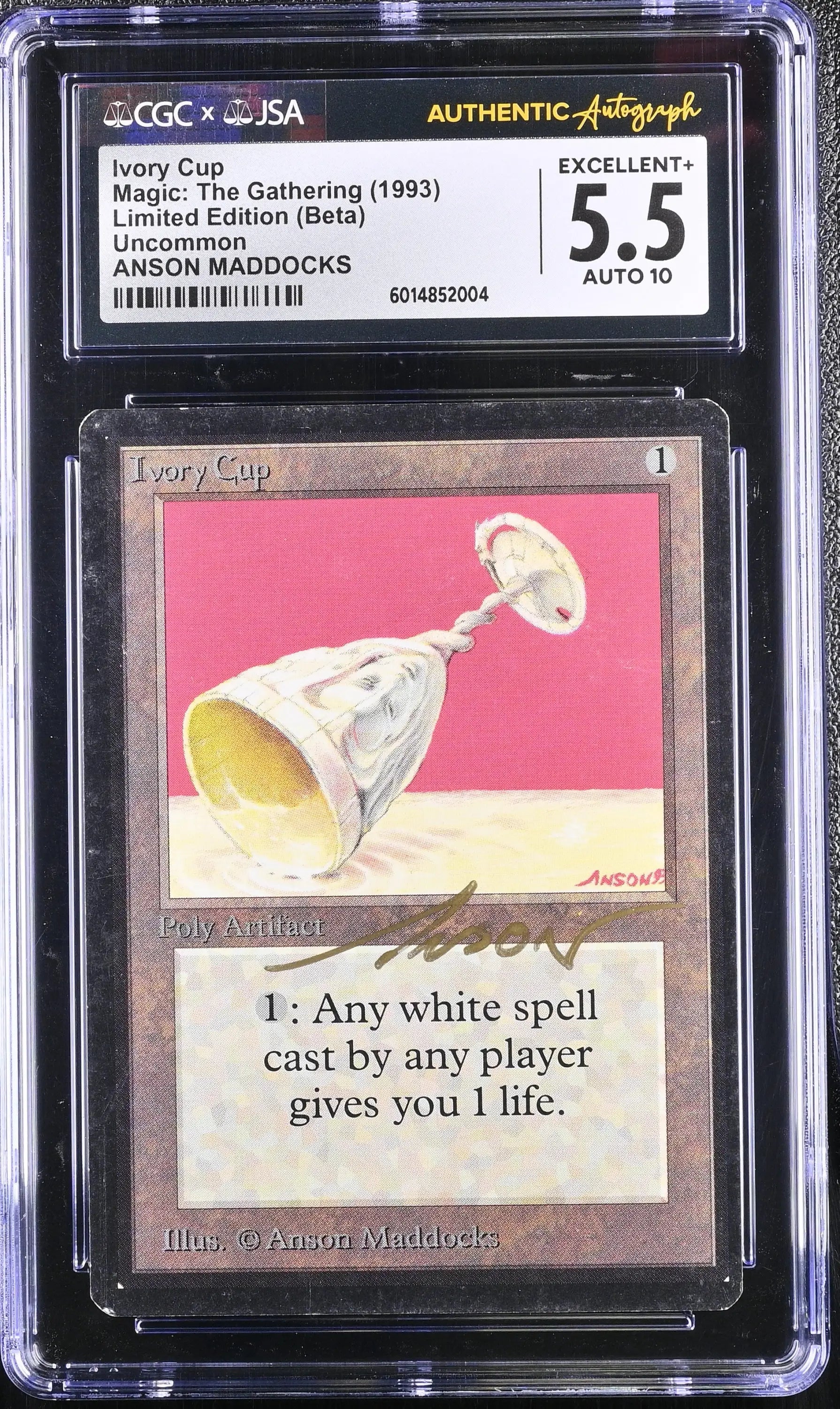 Graded Magic MTG Ivory Cup Beta Edition card with Anson Maddocks autograph