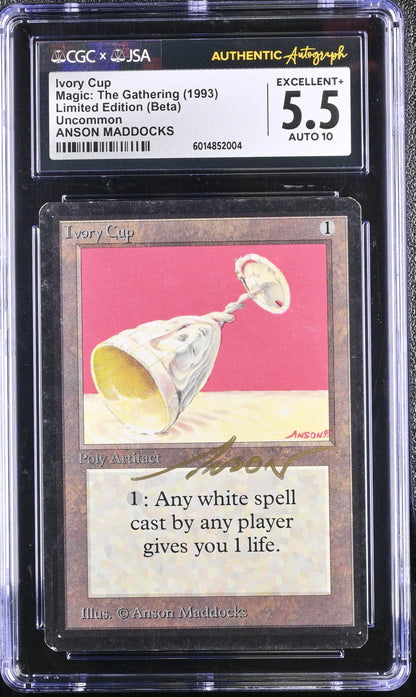 Graded Magic MTG Ivory Cup Beta Edition card with Anson Maddocks autograph