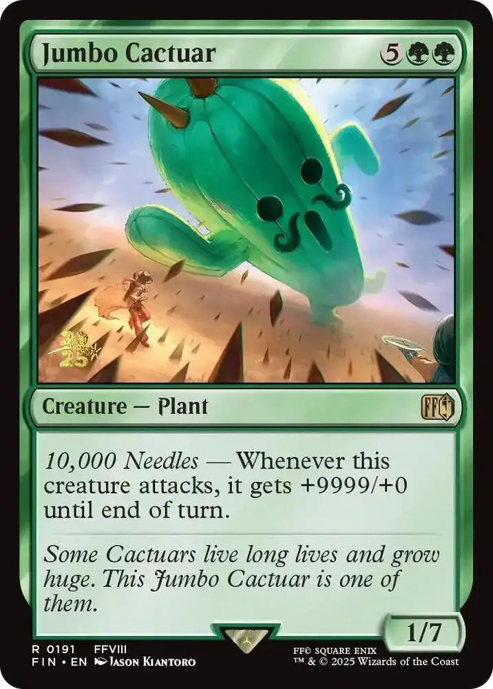 Magic The Gathering Jumbo Cactuar card from Final Fantasy Prerelease Promos near mint
