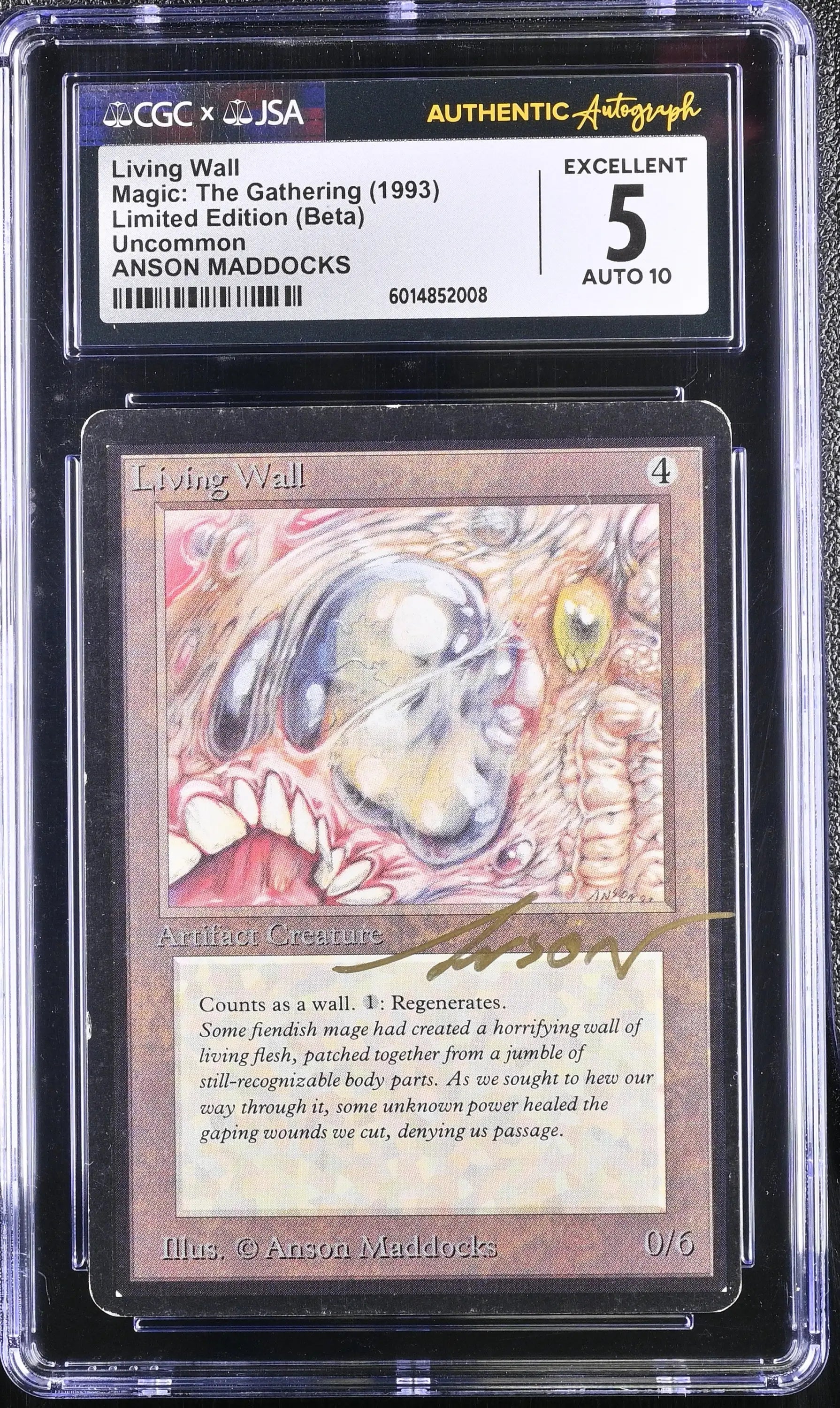 Graded Magic The Gathering Living Wall Beta Edition card with Anson Maddocks autograph