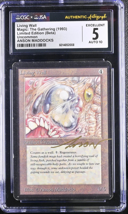 Graded Magic The Gathering Living Wall Beta Edition card with Anson Maddocks autograph