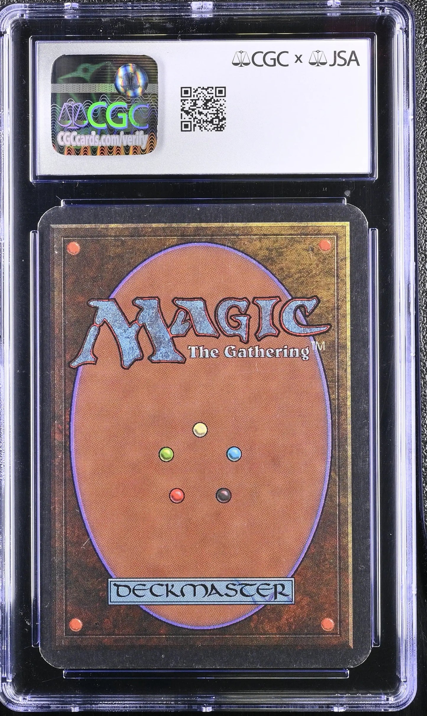 Graded Magic the Gathering command alpha edition card with Richard Garfield autograph in slab