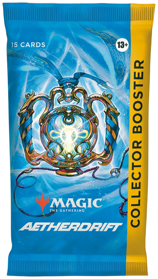 Aetherdrift Collector Booster Pack from Magic The Gathering displayed for sale