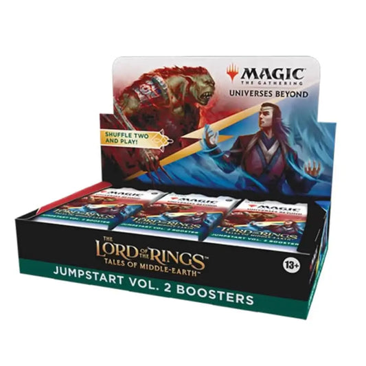 Booster box for Magic The Gathering Middle-earth Jumpstart featuring rare cards designed