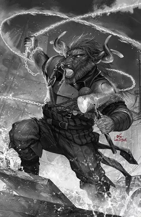 Fierce warrior in samurai armor with energy whips for Magic The Gathering trading cards