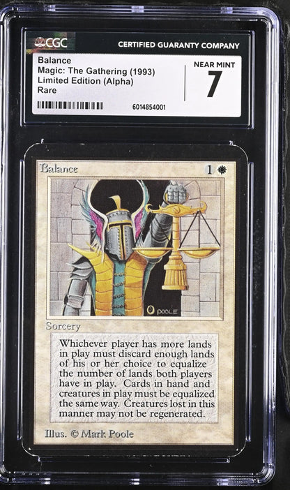 Graded Magic The Gathering MTG Balance Alpha Edition card in mint condition CGC 7 NM