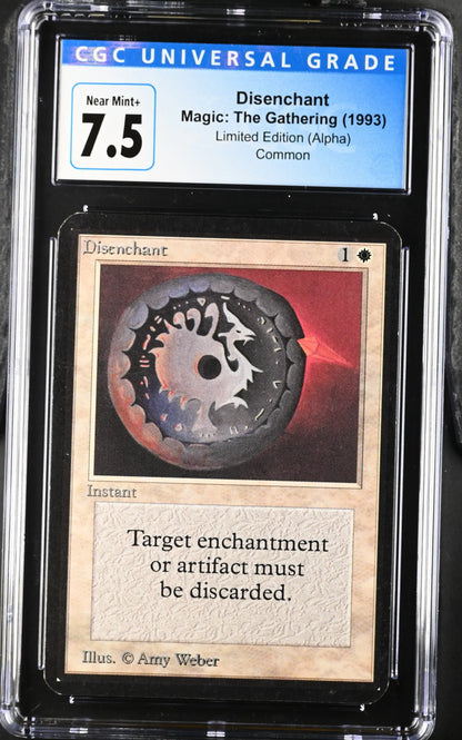 Graded CGC 7.5 Near Mint+ Alpha Edition Magic: The Gathering Disenchant trading card