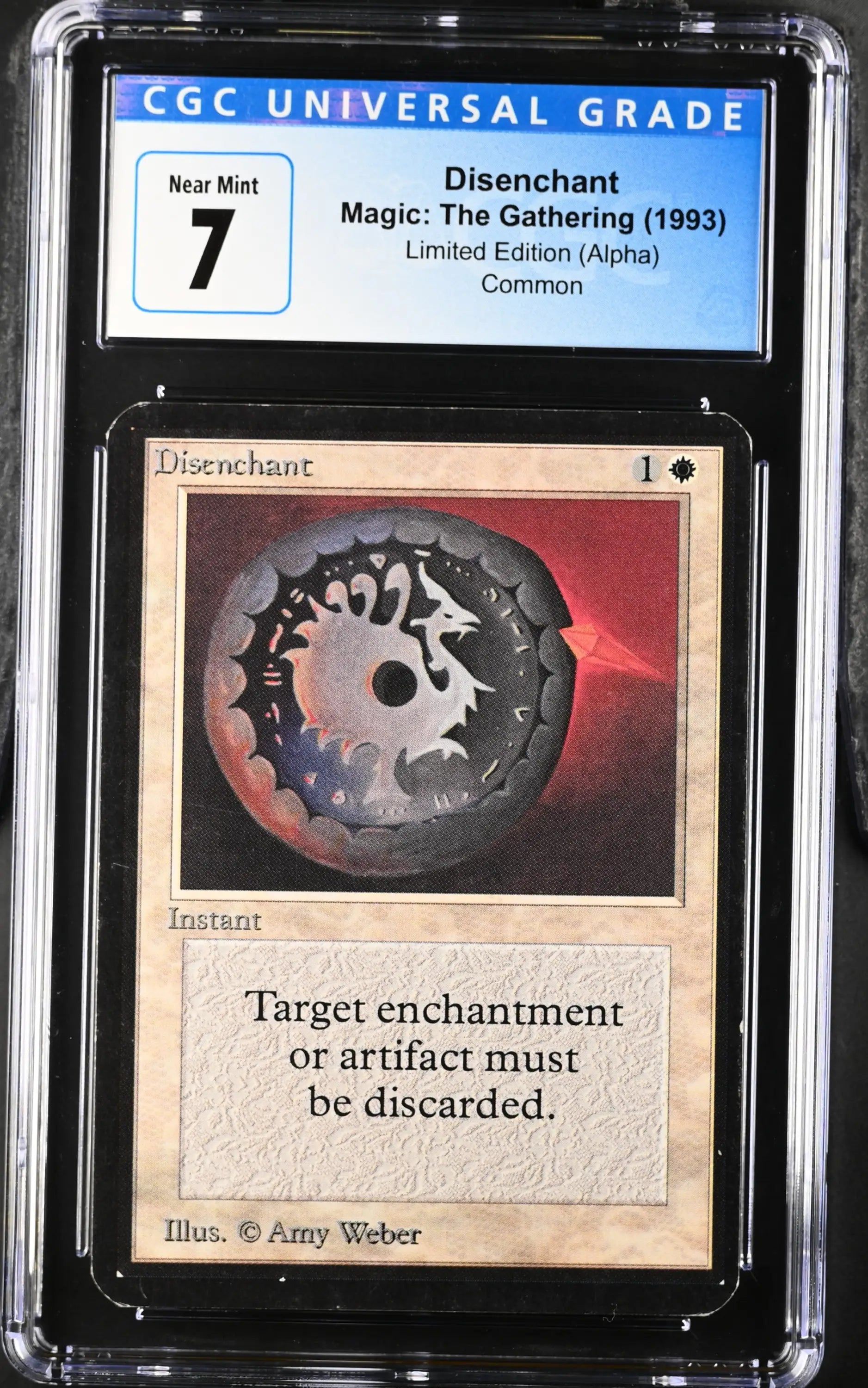 Graded Magic: The Gathering Disenchant card from Alpha Edition, a must for trading cards collectors