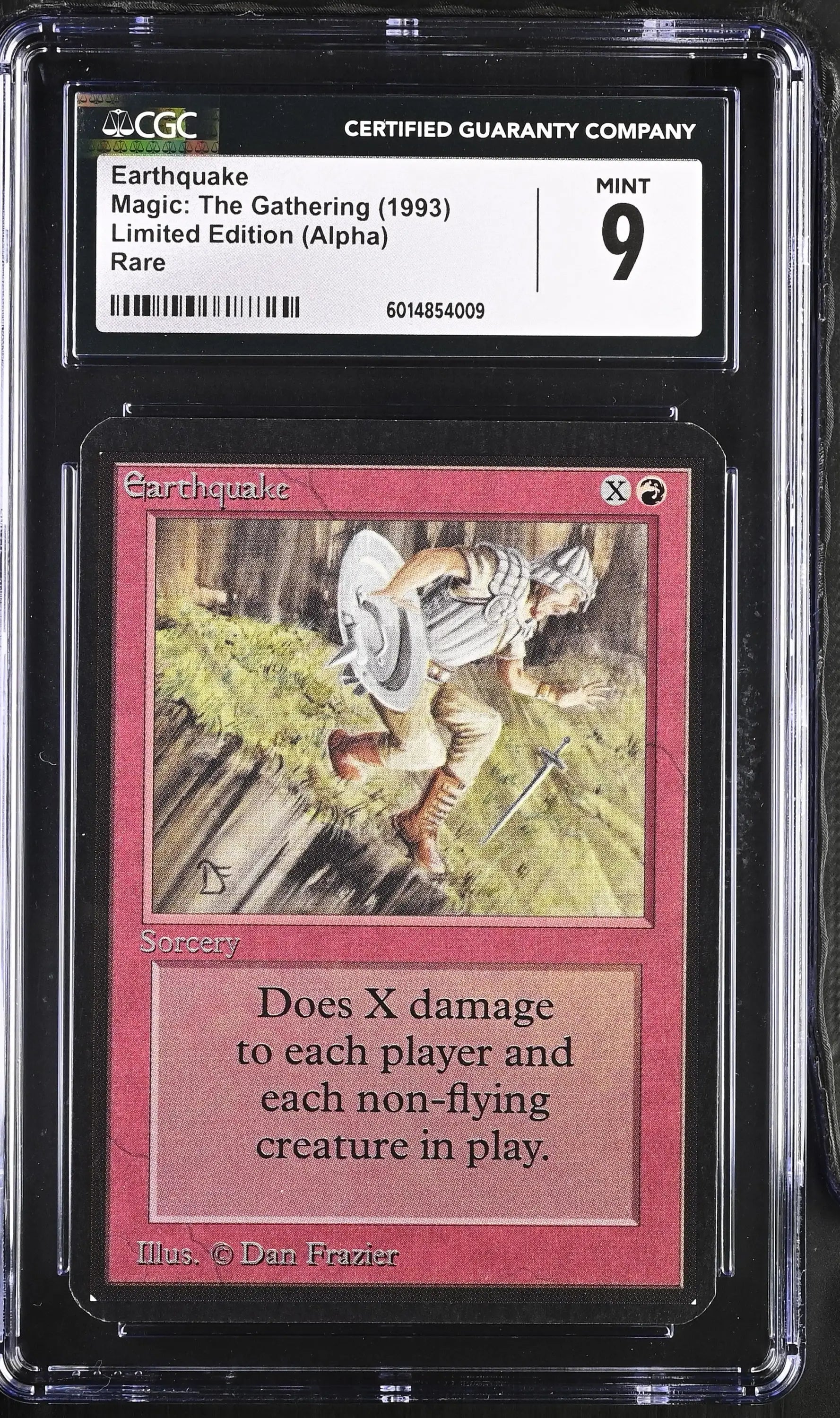 Graded Magic The Gathering Earthquake Alpha Edition card in Mint CGC 9 slab