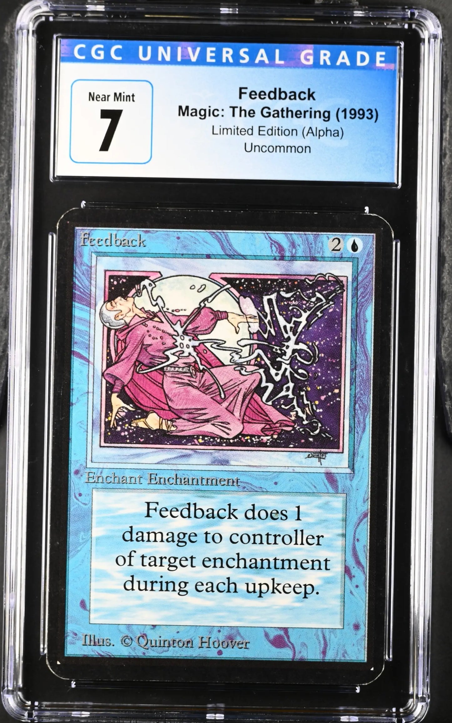 Graded Magic: The Gathering Feedback Alpha Edition card with CGC 7 for trading cards