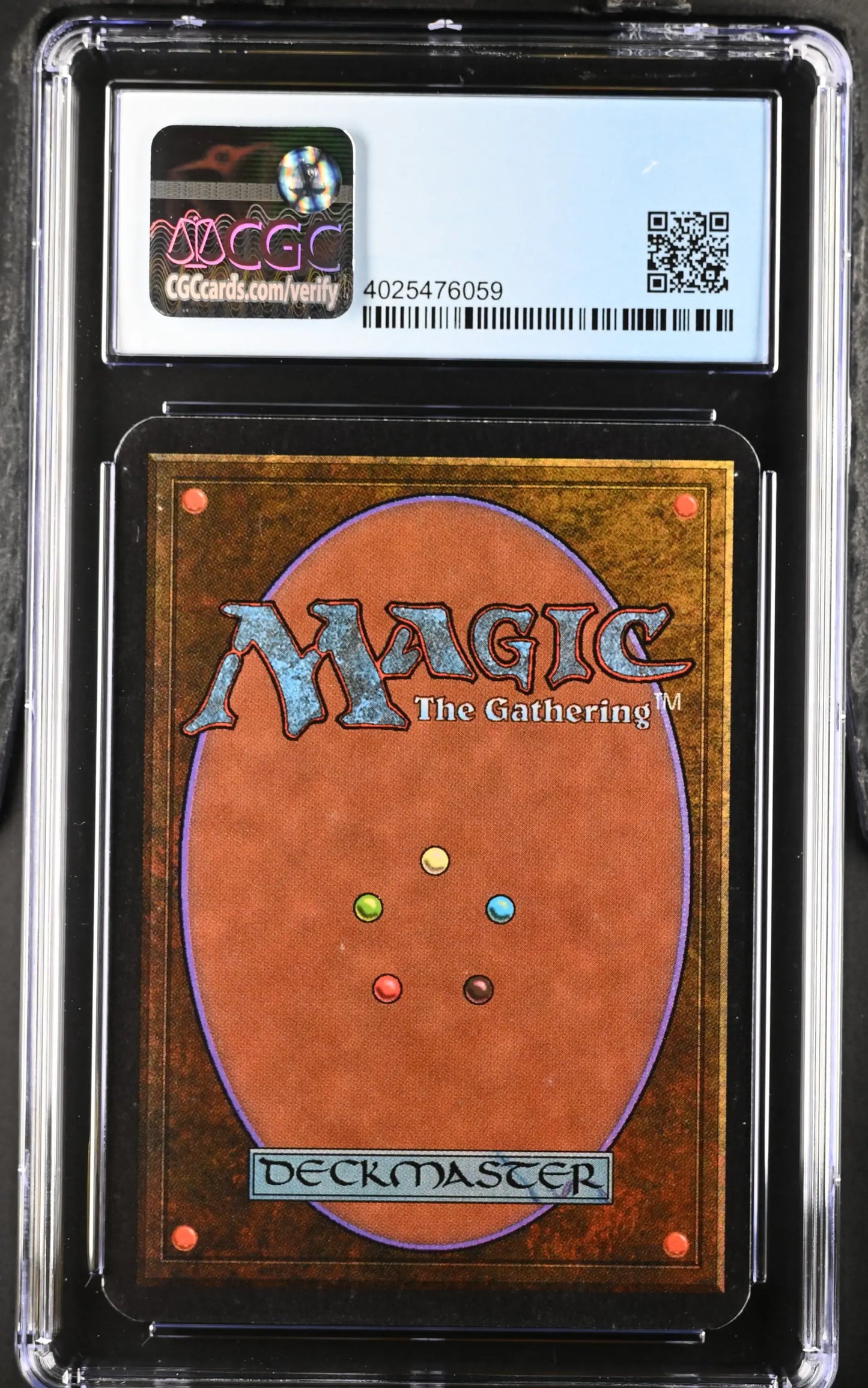 Graded Magic: The Gathering Alpha Edition card back in protective case for collectors