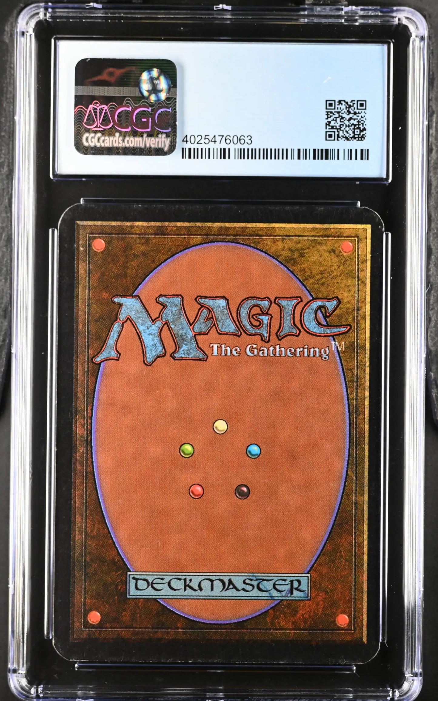 Graded Magic: The Gathering Alpha Edition card back in protective case