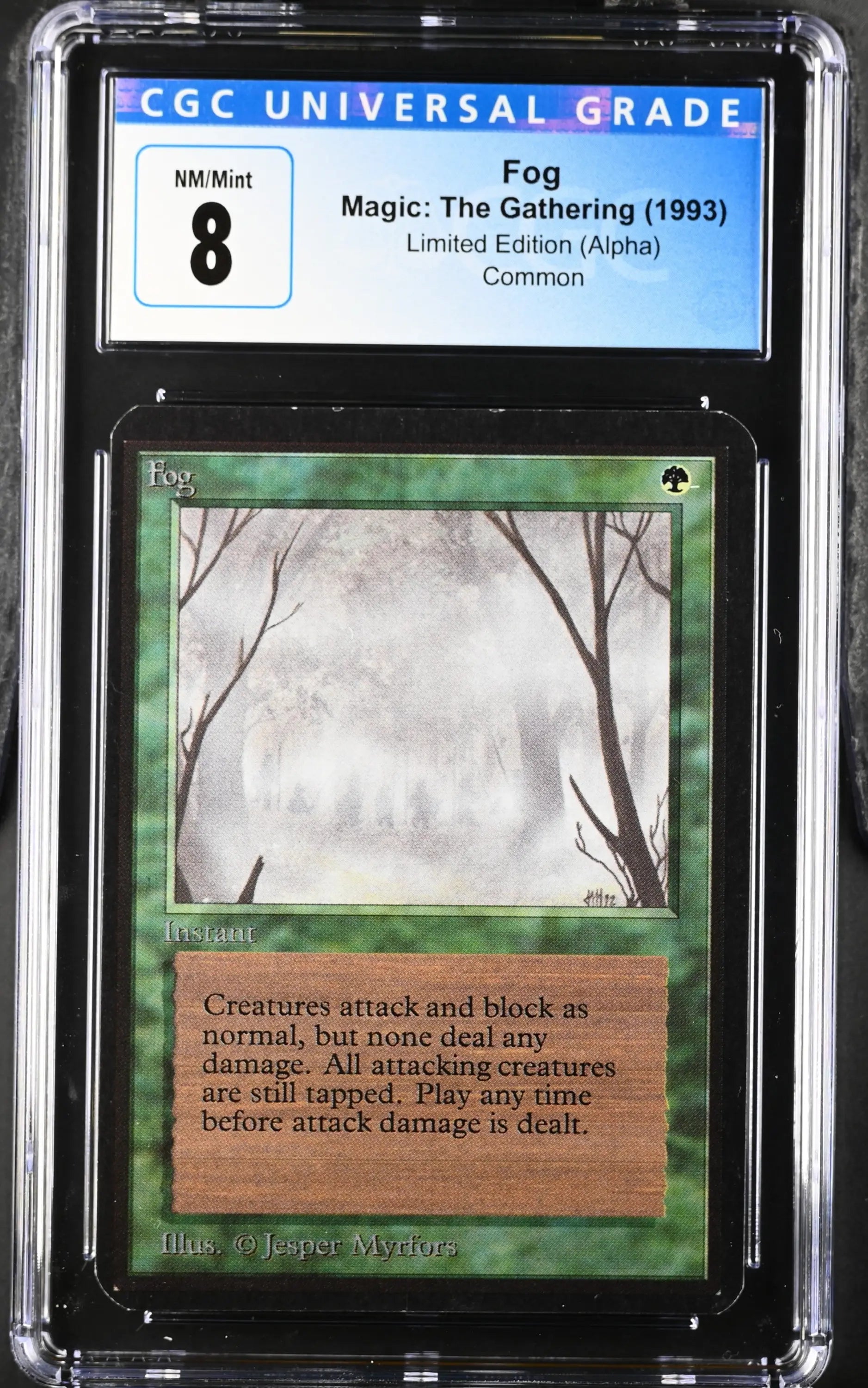 Graded Fog Magic: The Gathering Alpha Edition card rated 8 NM/Mint by CGC