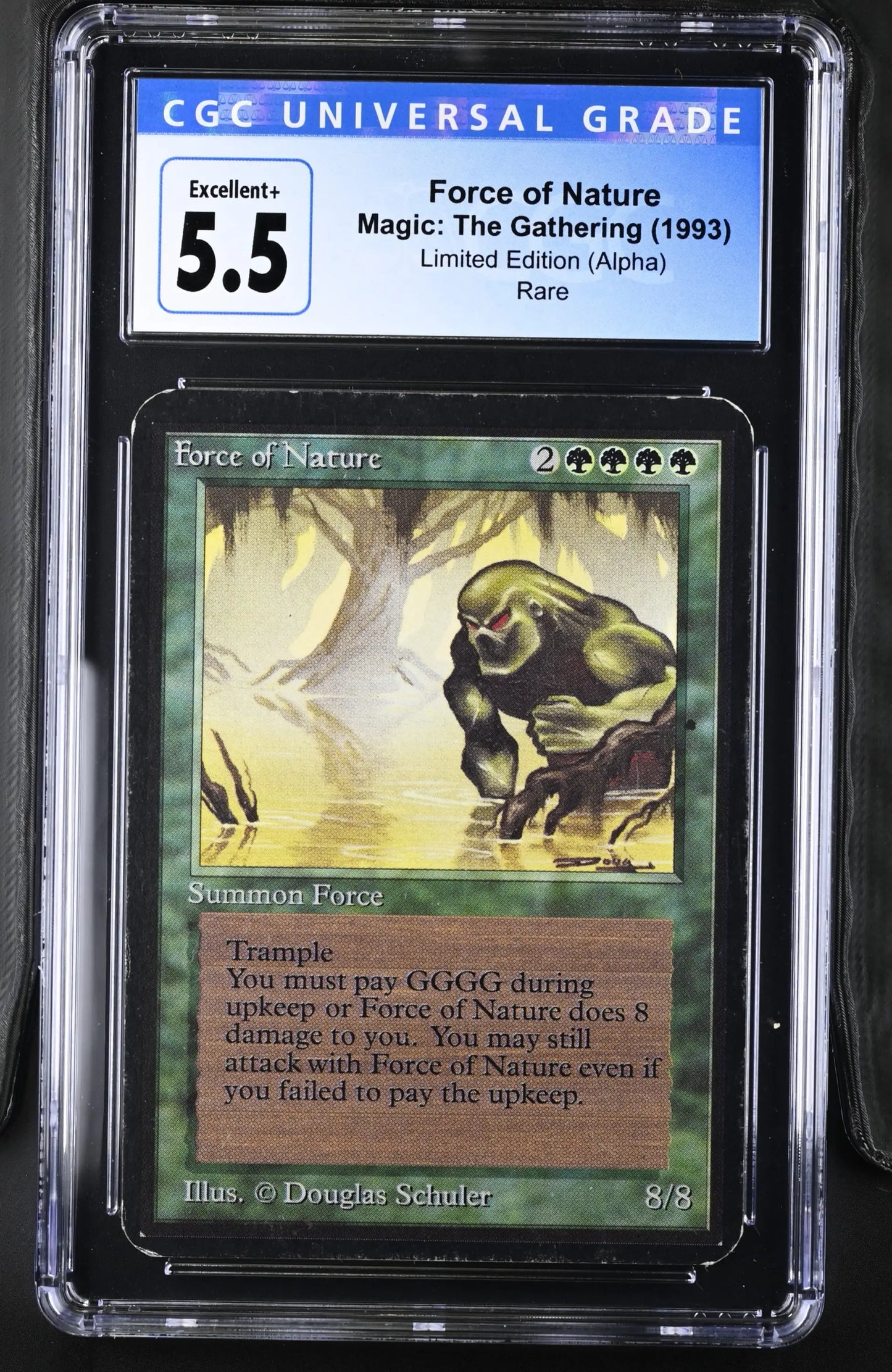 Graded Magic: The Gathering Alpha Edition trading card featuring Force of Nature artwork