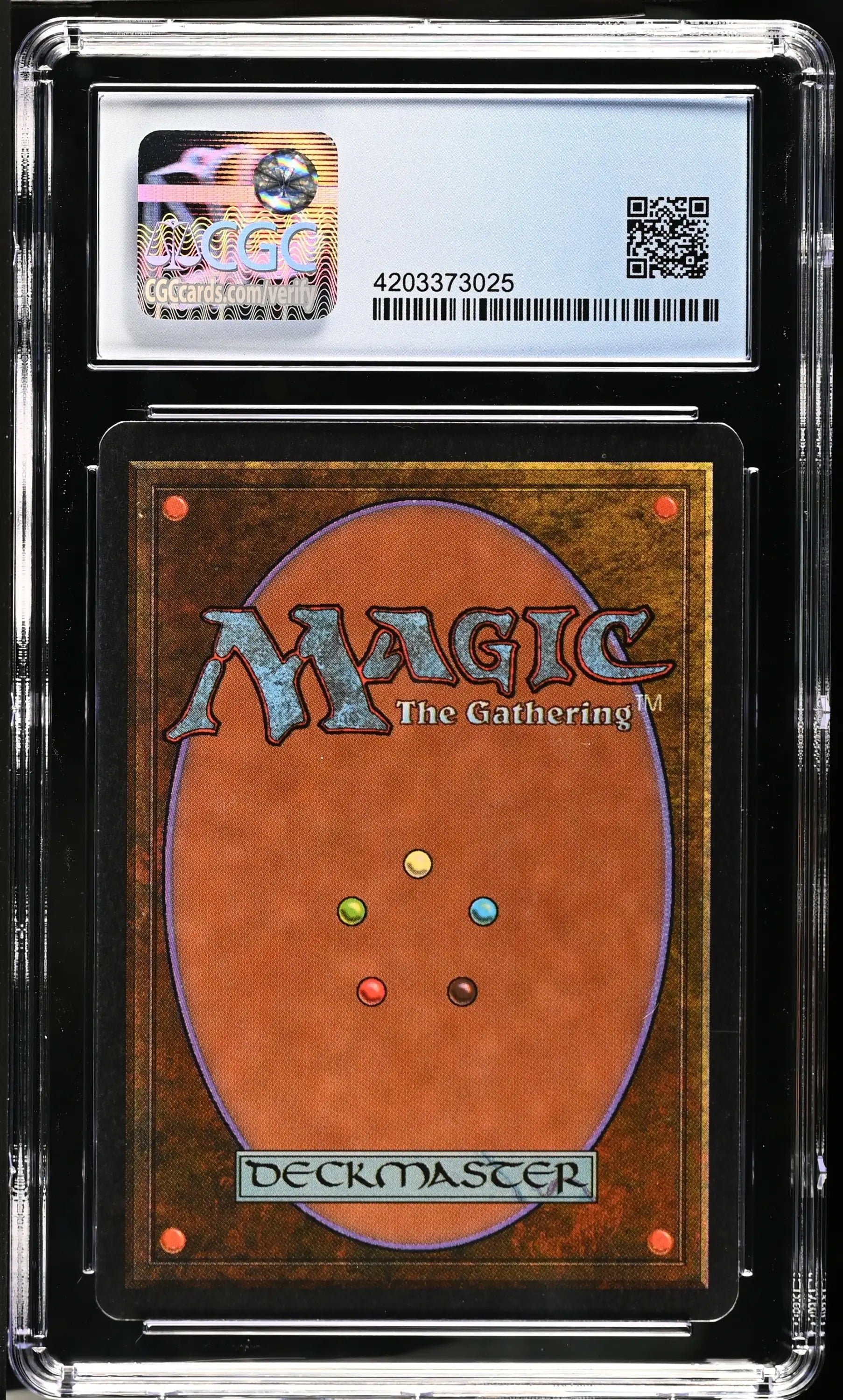Graded Magic: The Gathering card back in protective case, perfect for trading card collectors