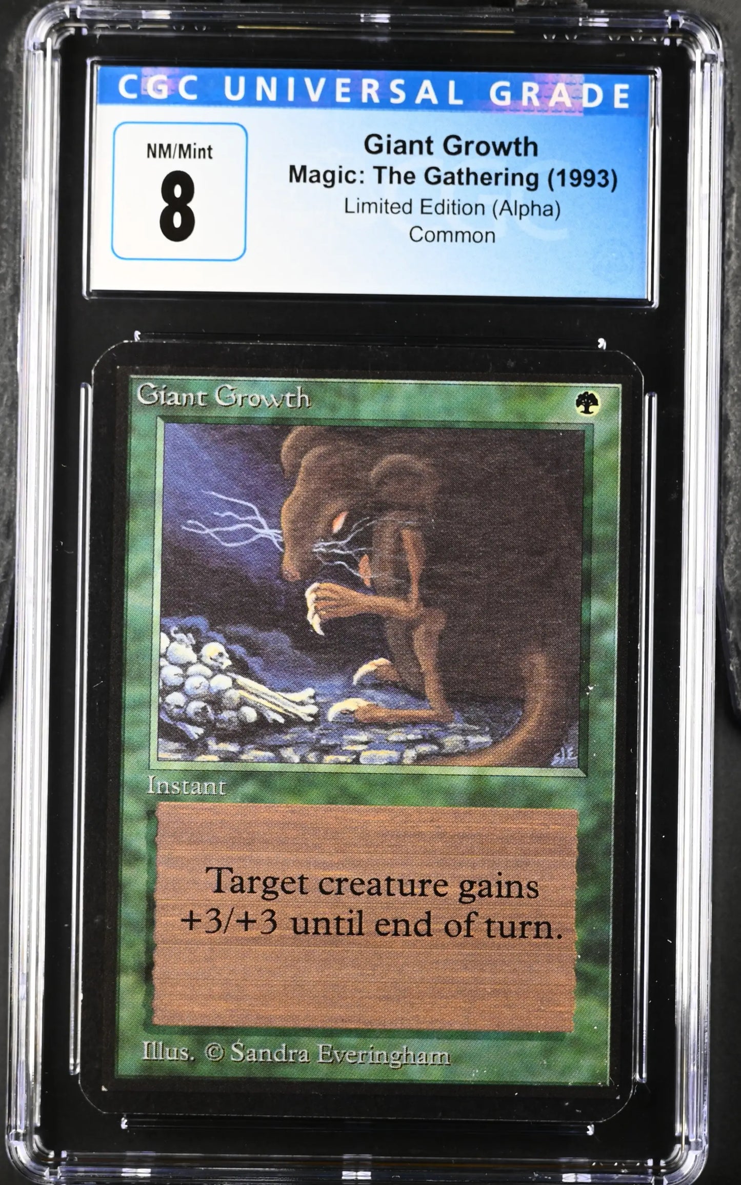 Graded Magic: The Gathering Alpha Edition Giant Growth card with CGC Universal Grade 8