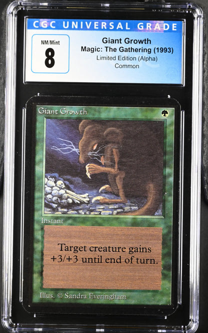 Graded Magic: The Gathering Alpha Edition Giant Growth card with CGC Universal Grade 8