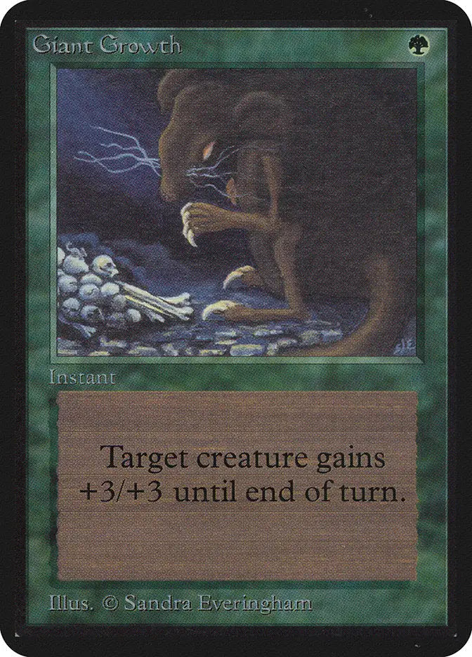 Hunched rat-like creature with glowing eyes by skulls in Magic: The Gathering Alpha Edition
